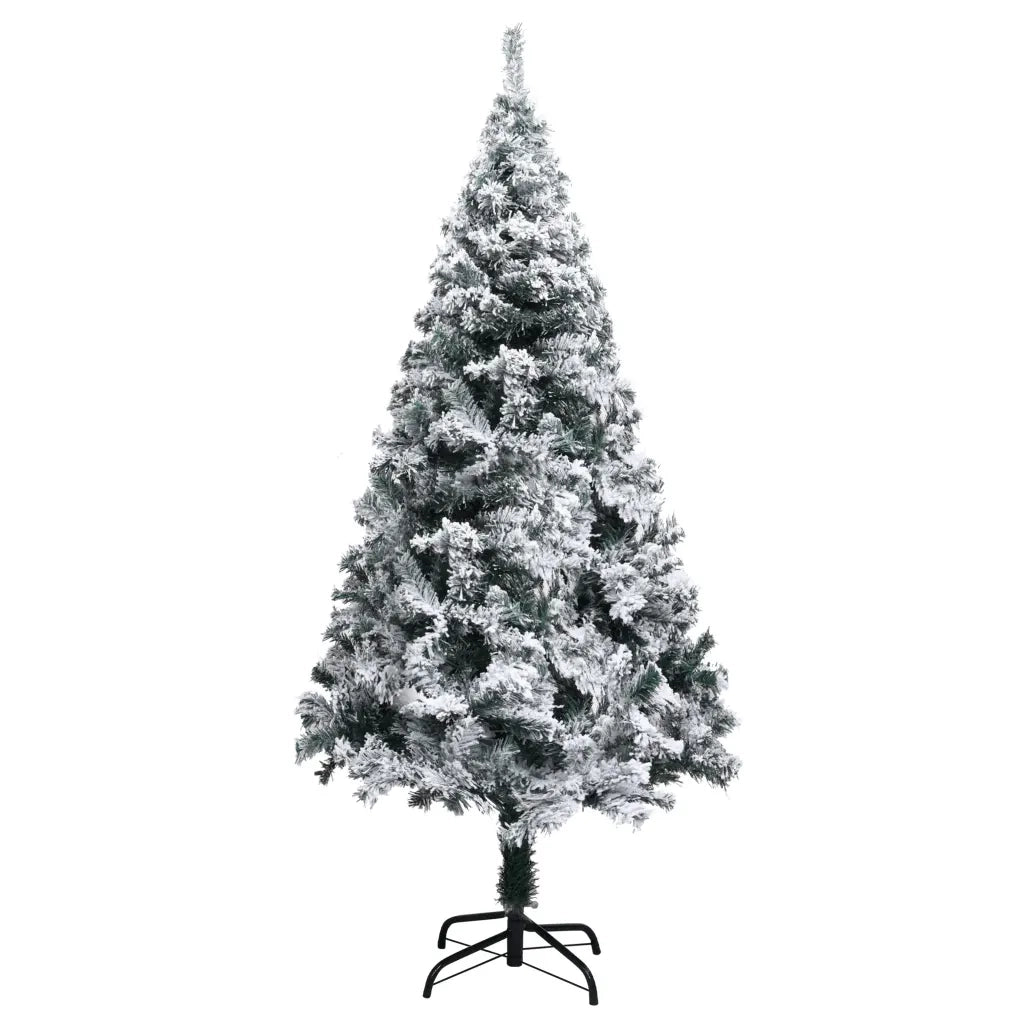 Albero di Natale Artificiale-Albero Natalizio con Neve Fioccata Verde 150 cm PVC 948495