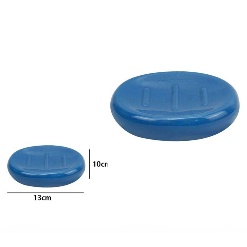 Trade Shop - Piattino Per Sapone In Ceramica Blu Portasaponetta Moderno Accessori Bagno 79258 -