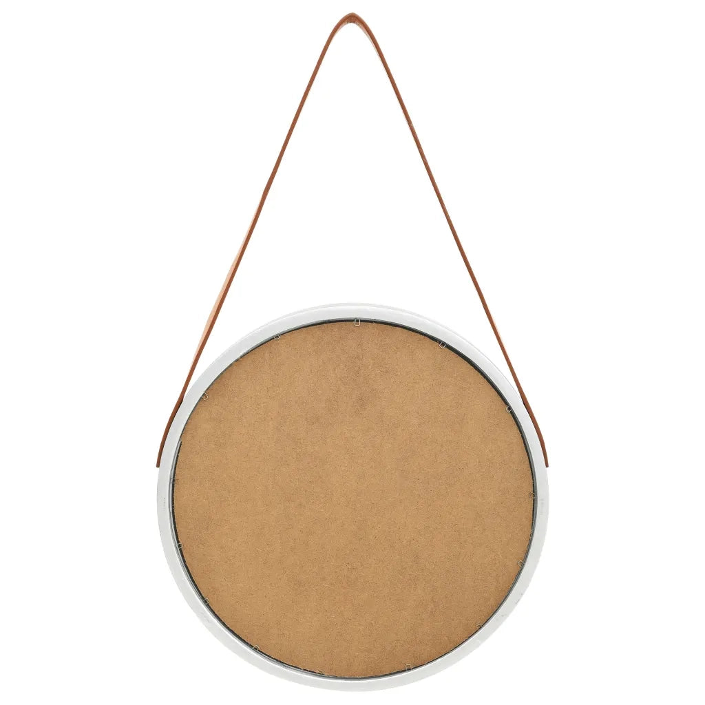 Specchio da Parete con Cinghia-Specchio a Muro-Specchio Decorativo 40 cm Argento