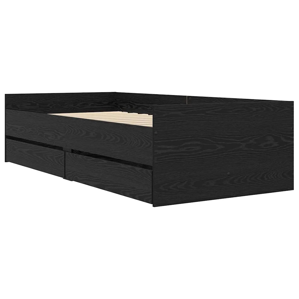 Struttura del letto Rovere Nero 90 x 190 cm Pino massello
