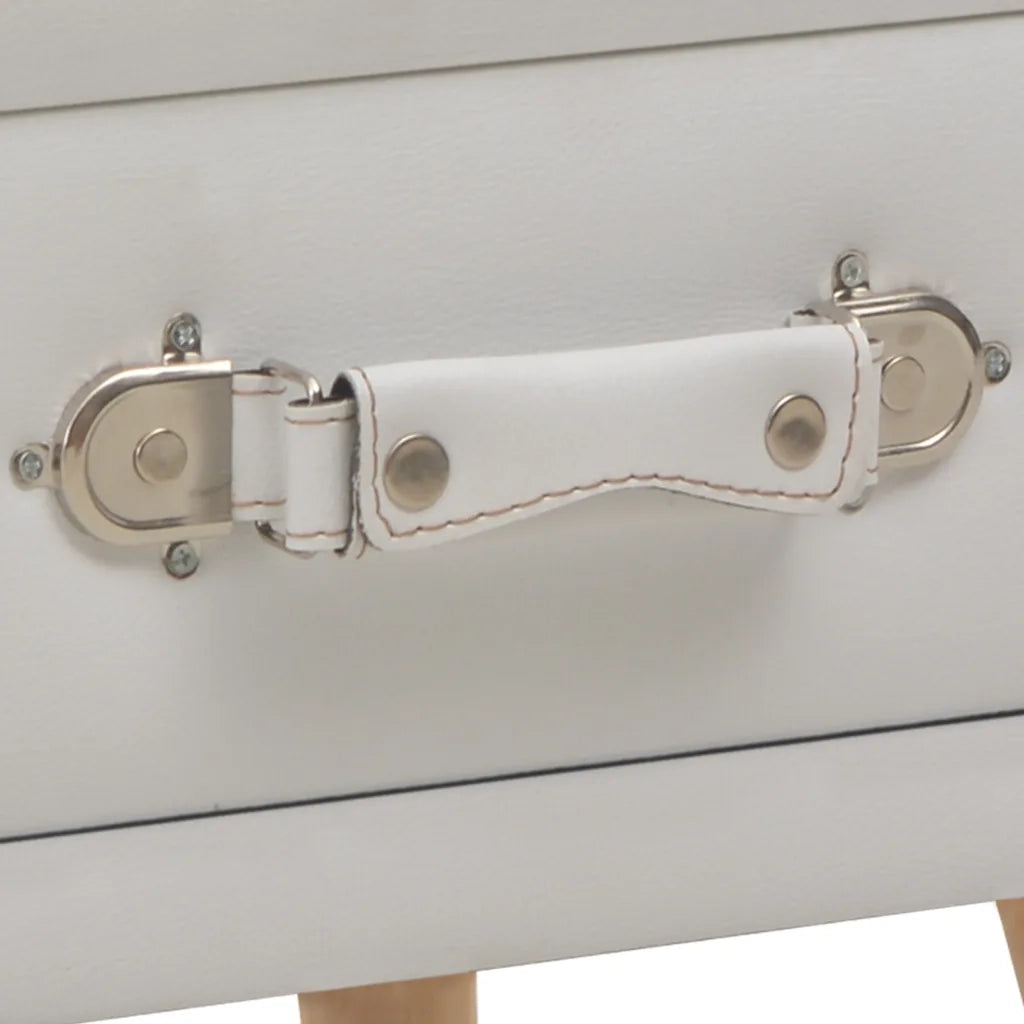 Comodino Bianco 40x35x40 cm in Similpelle 247536