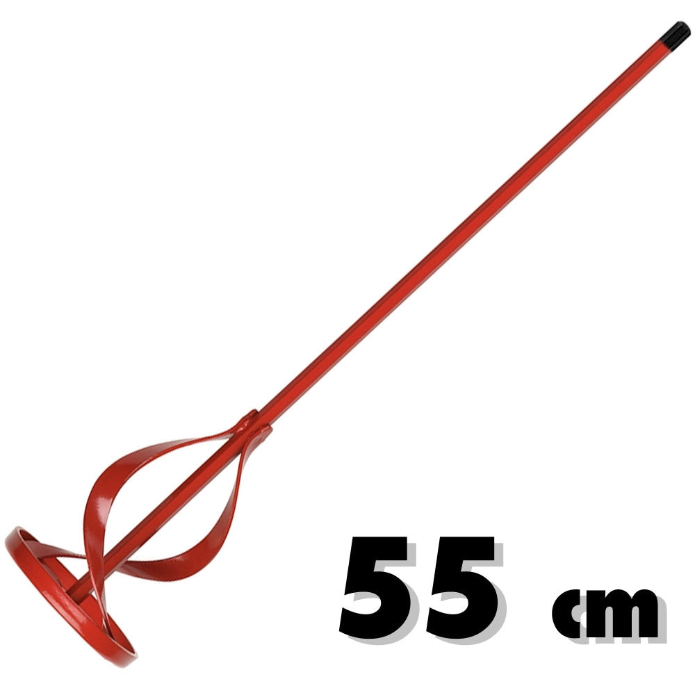 Trade Shop - Frusta In Acciaio Zincato Per Miscelatore Pittura Colla Malta 55 Cm Colore Rosso -