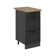 Vicco Mobiletto base per cucina Antracite casa di campagna 40 cm con cassetti, PL Rovere