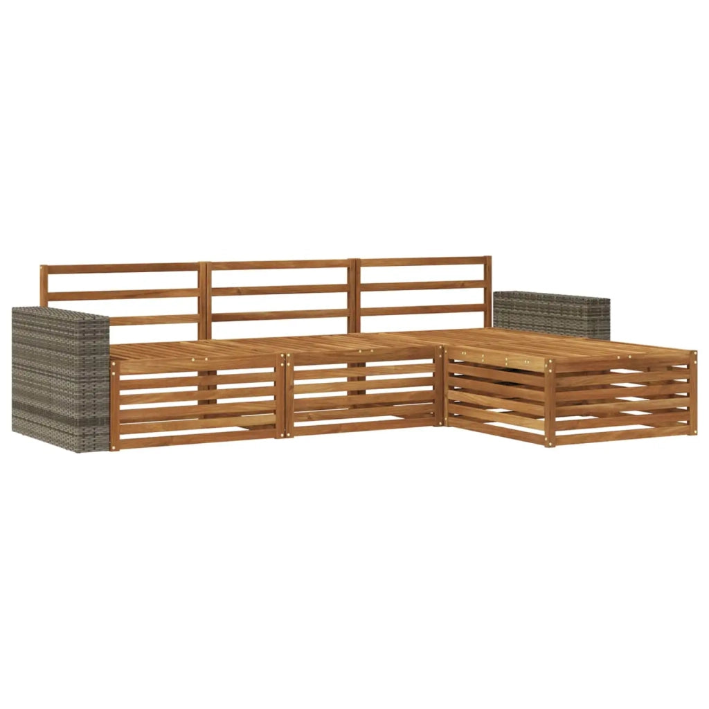 Set di divani da esterno 4 pz Naturale Legno di Acacia Massello 3383217