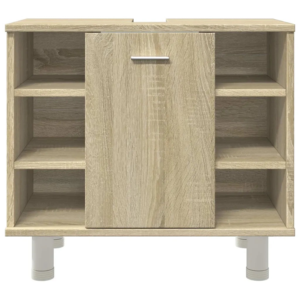 Mobiletto da bagno salvaspazio di design 60 x 32 x 53 cm realizzato in legno composito di rovere Sonoma 02_0050775