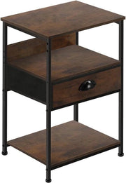 Scrigno Industriale a 3 Livelli con Porta con Caricamento - Ideale per Camera da Letto e Salotto - Stile Rustico Mocca