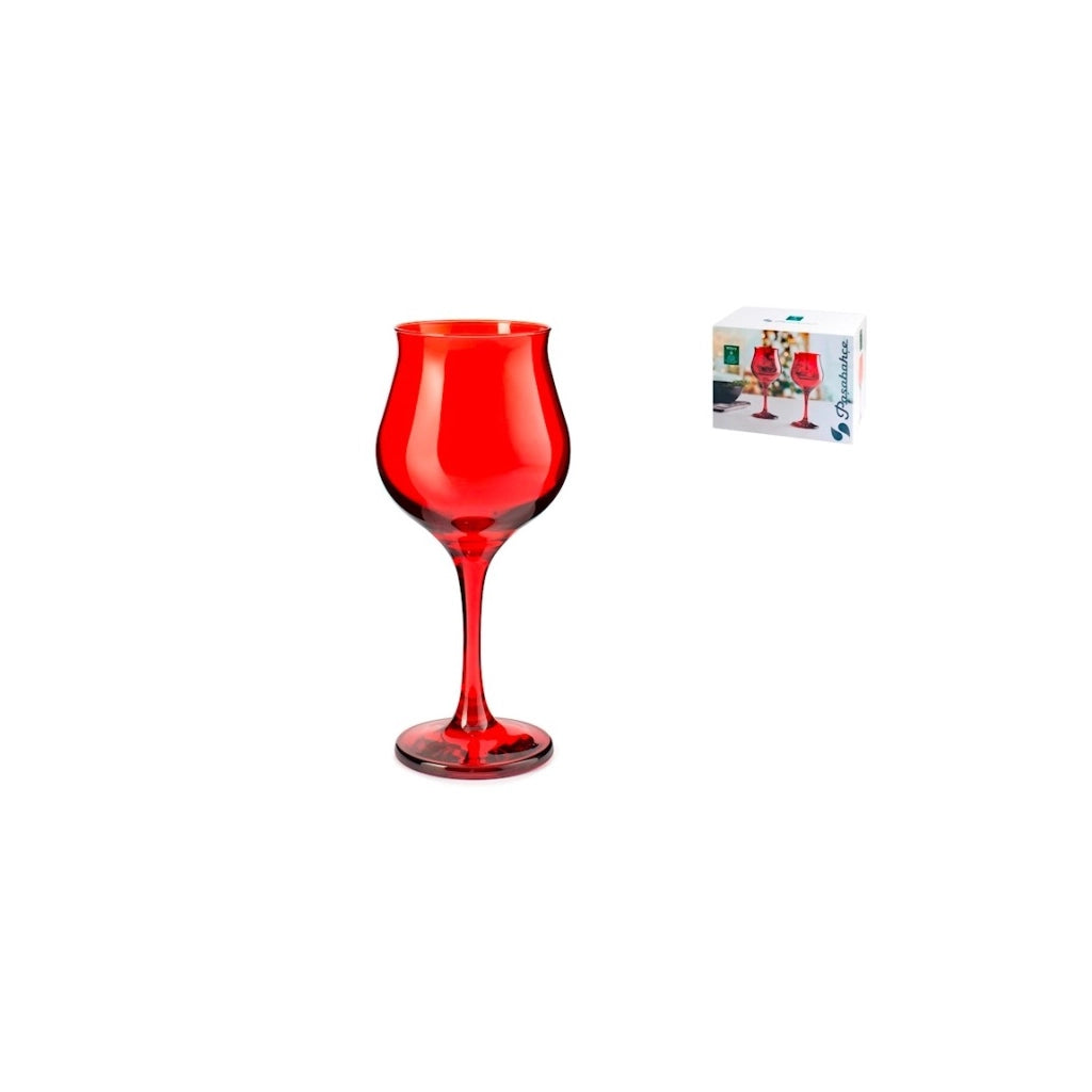 6 Calici vetro wavy rosso cl 37