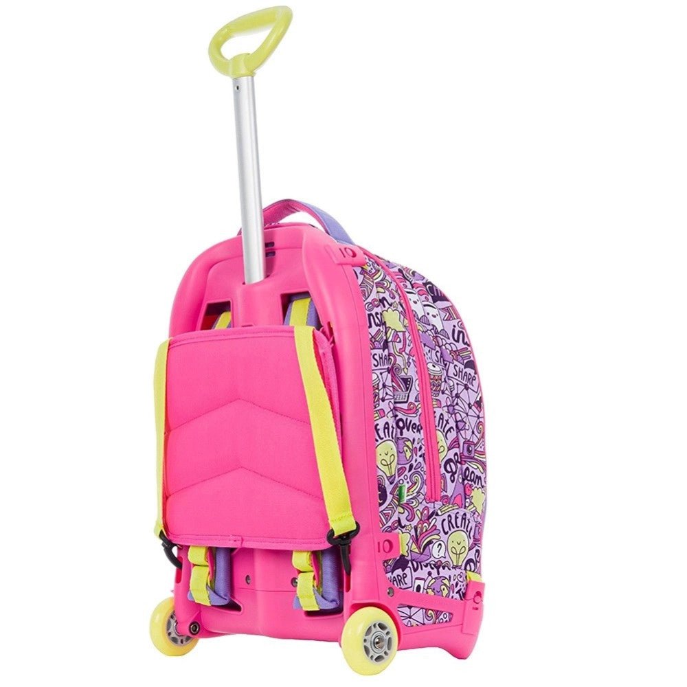 Trade Shop - Zaino Scuola Ragazzi Trolley 3in1 Jack Sj Con Carrello Rimovibile Rosa -