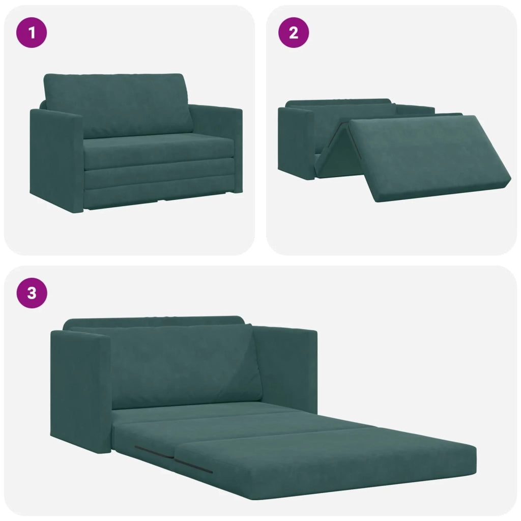 Divano letto | Sof¨¤ letto | Letto singolo Verde Scuro 124 x 71 x 78 cm Velluto