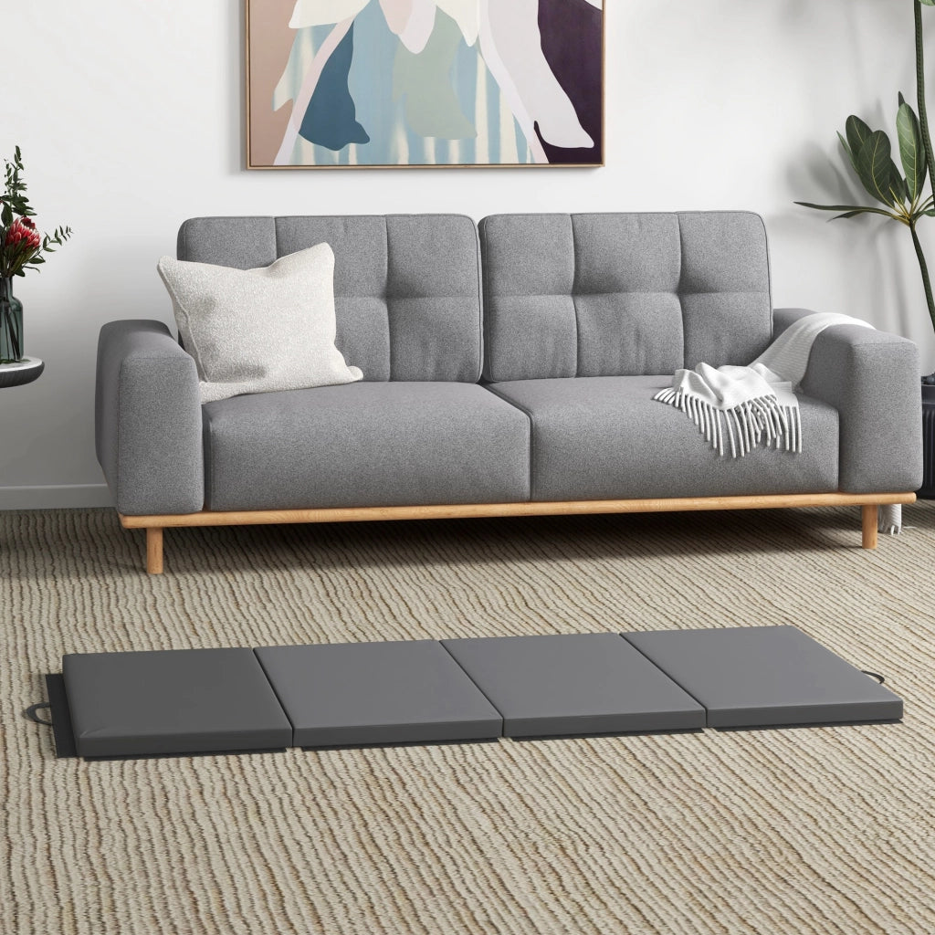 Tappetino da Ginnastica Pieghevole Materassino Fitness Antiscivolo 180x80x5H cm in Schiuma EPE Grigio