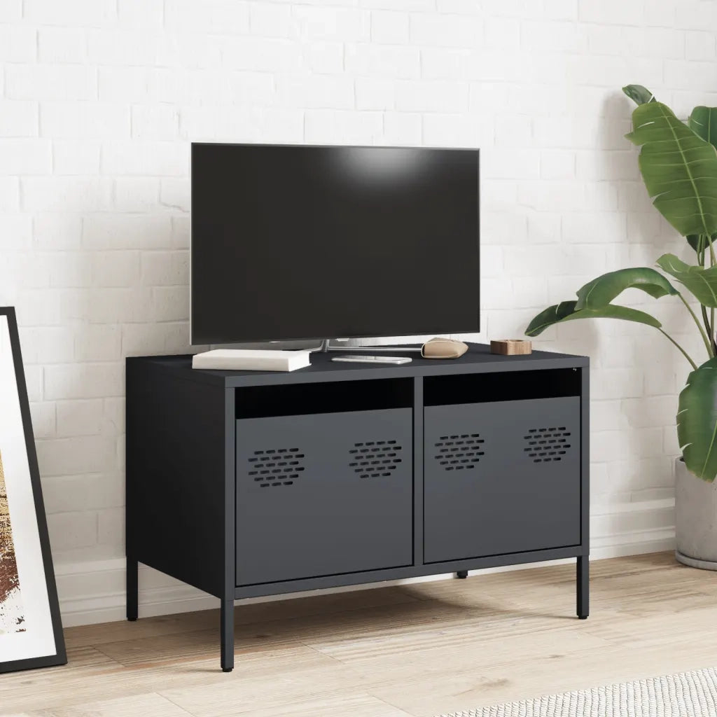 Mobile TV Antracite 68x39x43,5 cm in Acciaio Laminato a Freddo