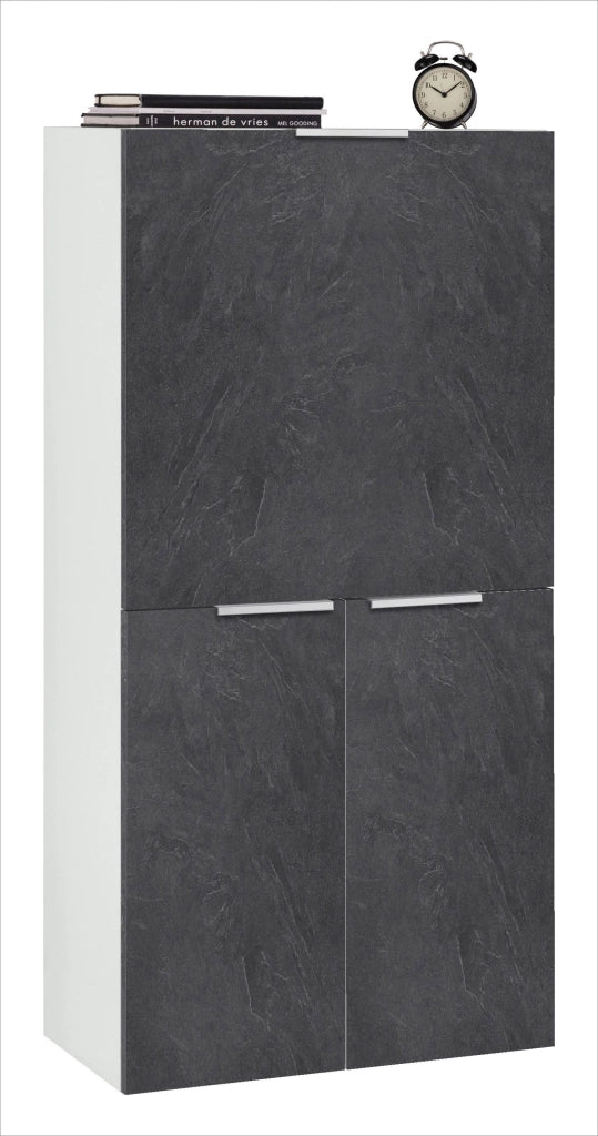 Armadio con Scrivania a Scomparsa 70x35x140 cm Dalia Bianco/Report Grigio