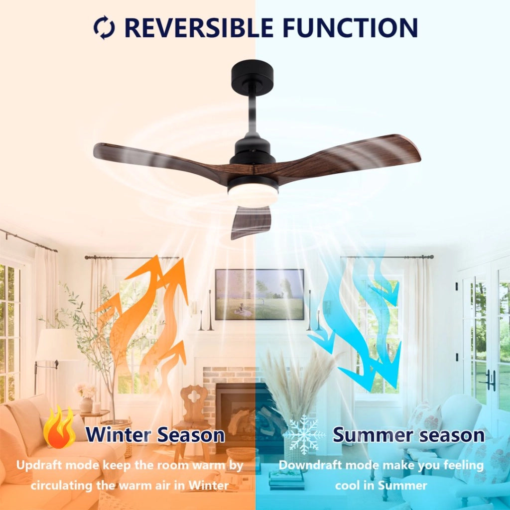 Ventilatore da soffitto bianco moderno 42 pollici con luce e telecomando, bestseller, design elegante, motore DC silenzioso reversibile