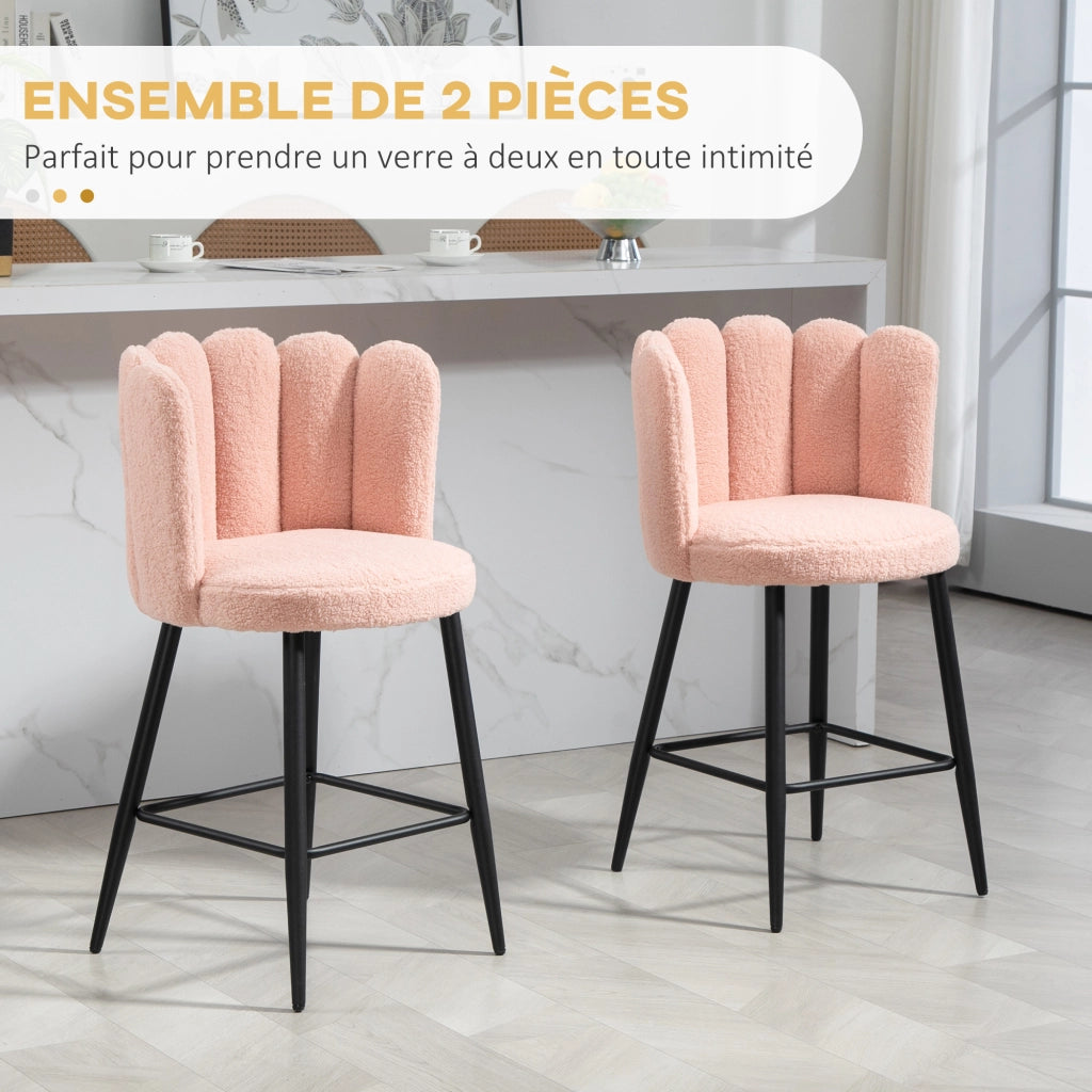 Sgabelli da Bar con Schienale e Poggiapiedi ¨C Zephmum ¨C Rosa, Acciaio, 52x53x93 cm