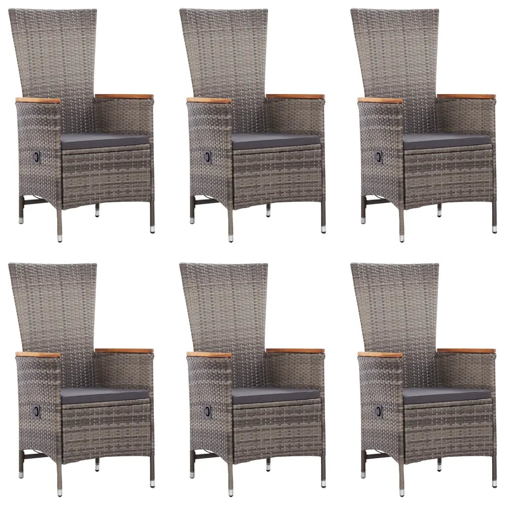 Set Mobili da Pranzo per Giardino 7 pz in Polyrattan Grigio cod mxl 36043