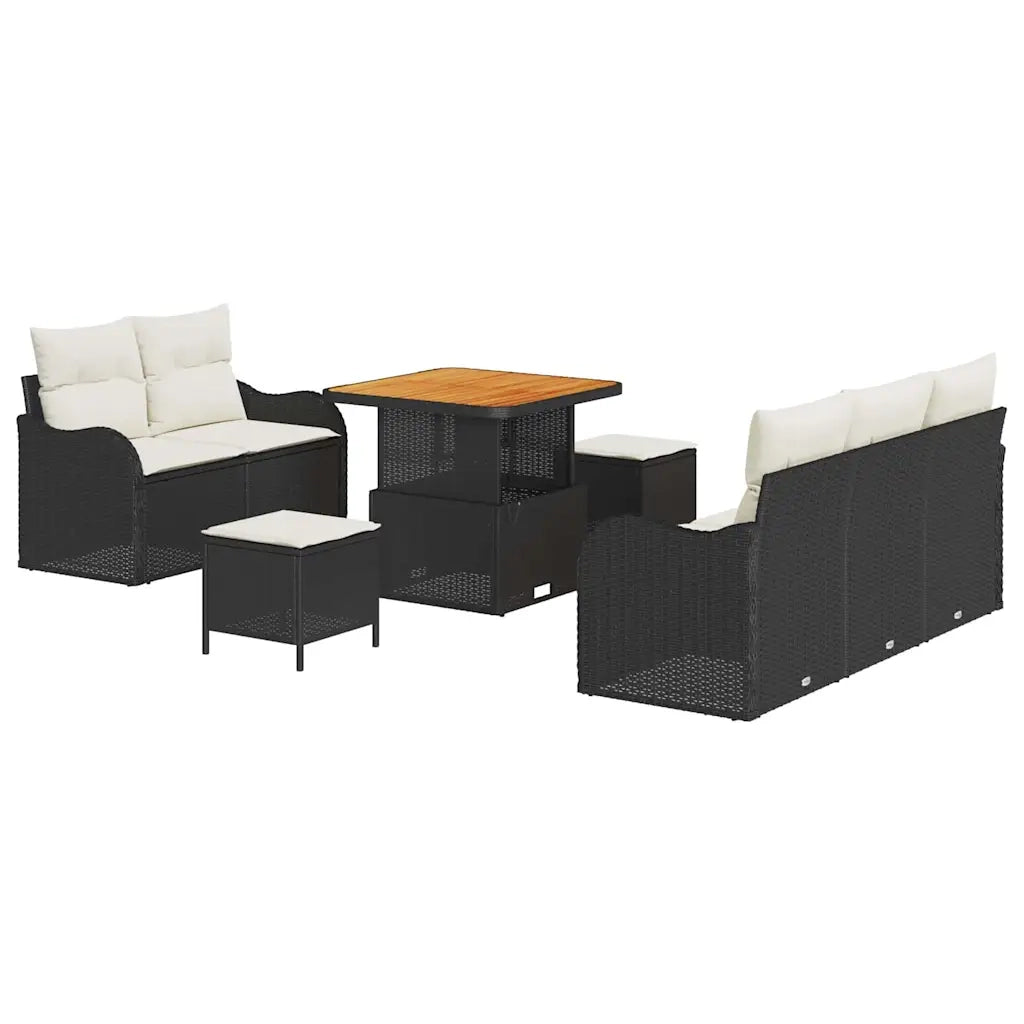 Set Divano da Giardino con cuscino 8 pcs Nero e Crema 3364155