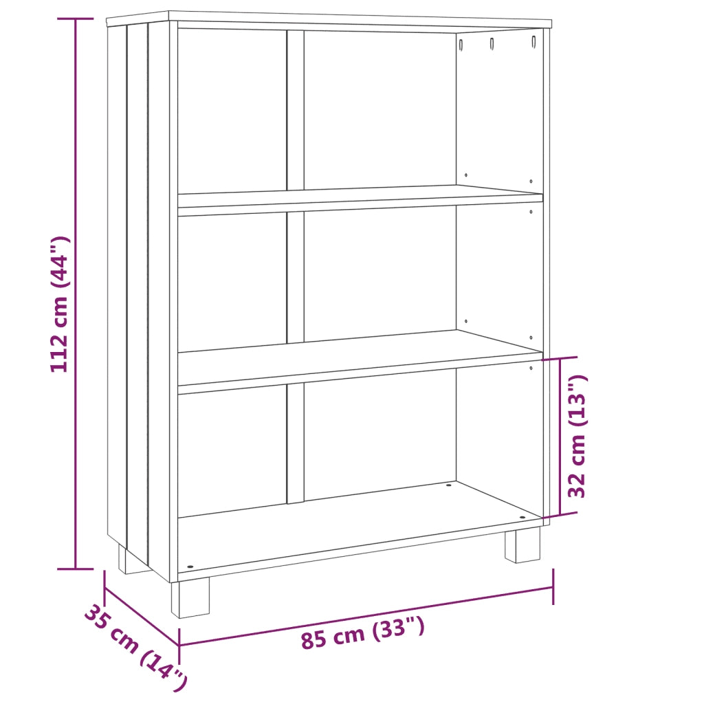 Libreria-Scaffale per Libri-Mobile di Stoccaggio HAMAR Grigio Chiaro 85x35x112cm Legno Massello di Pino