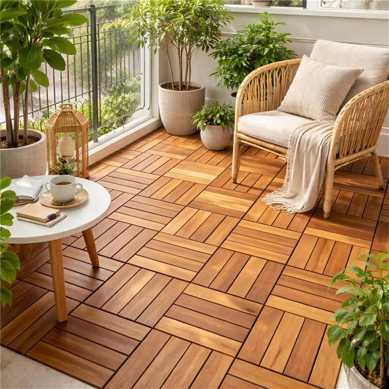 MA MAISON SET DI PIASTRELLE PER PAVIMENTO DA ESTERNO MODELLO WOOD IN ACACIA 30X30X2H CM - 0,36 M2 45 PEZZI