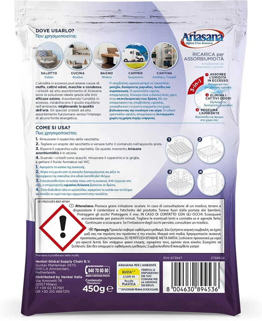 Ricarica Lavanda per Assorbiumidità Ariasana (2+1 Omaggio) 450 Gr. 8.00