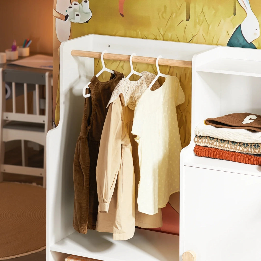 SoBuy Mobile per Bambini con Appendiabiti, Giardaroba per Bambini con scatole, Armadio per bambini, Bianco 94x35x110cm KMB110-W