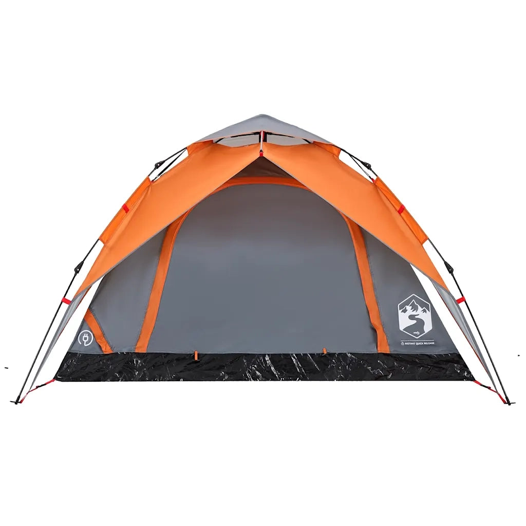 Tenda a Cupola 4 Persone-Tenda da campeggio Grigio e Arancione a Rilascio Rapido 783126