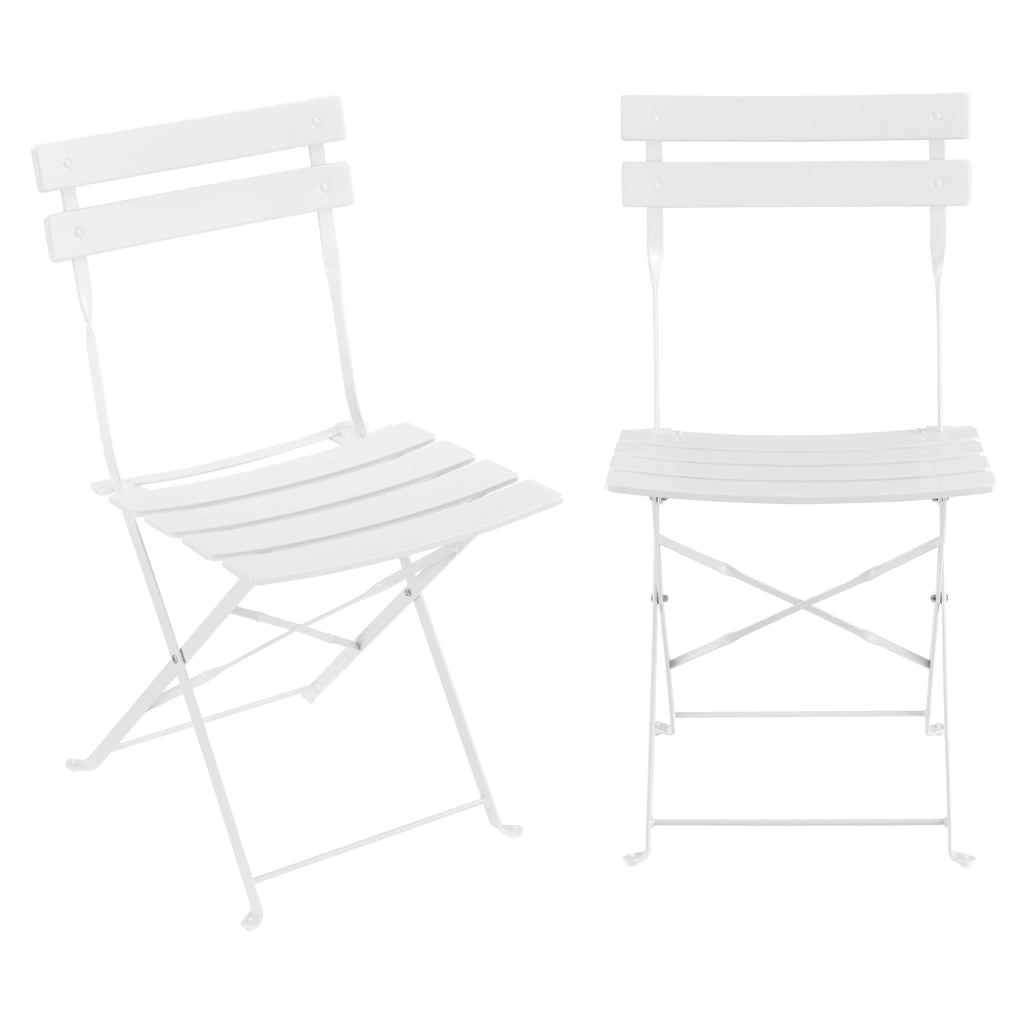 Set Bistrot Caprile da Esterno con Tavolino Rotondo e 2 Sedie in Acciaio Bianco [en.casa]