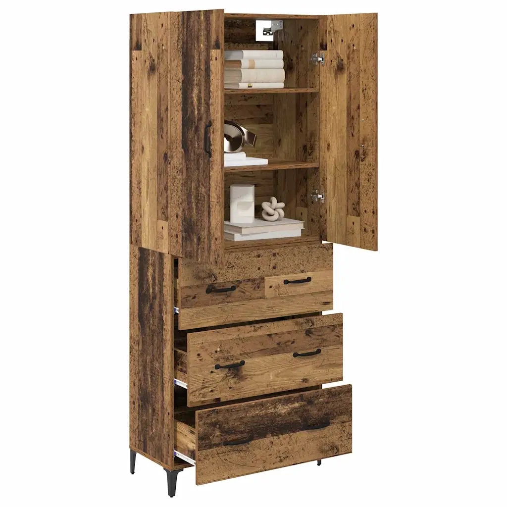 Credenza | Madia | Buffet da pranzo | Armadio da pranzo Legno vecchio 69,5 x 34 x 180 cm Legno multistrato