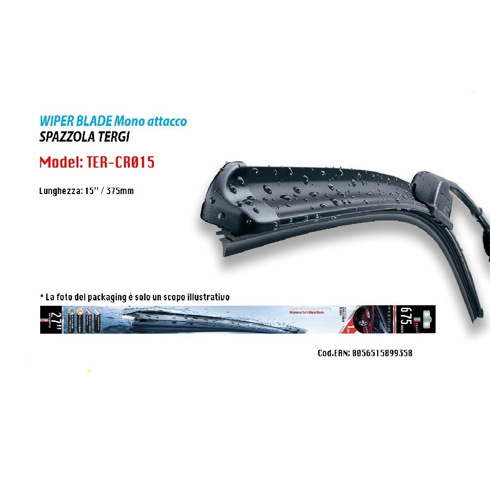 Trade Shop - Tergicristallo Spazzola Morbido Ricambio Per Auto Maxtech Da 15" Ter-cr015 -