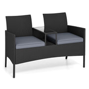 Set di mobili da giardino a 2 posti con tavolo integrato 62 x 124 x 84 cm seduta ergonomica stile moderno rattan nero e grigio 20_0013426