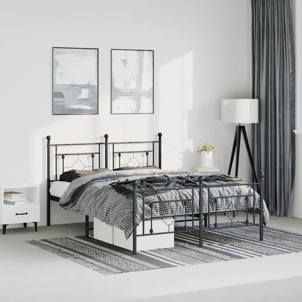 Giroletto con Testiera e Pediera Metallo Nero 193x203 cm cod mxl 109925