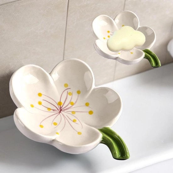 Zepbak con Filtro per Doccia, Bagno e Cucina - Decorazione Fiori - Contenitore per Detersivo con Piastra Ceramica - Design Fiori - Pratico e Stilizzato