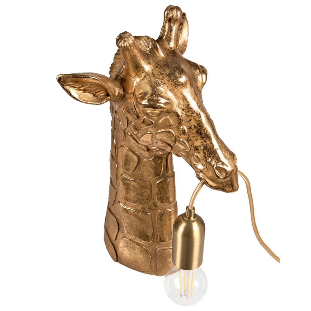 Lampada da tavolo Luce da comodino in poliresina dorata Lampada da lettura a forma di giraffa Lampada a tema animale Soggiorno Camera da letto