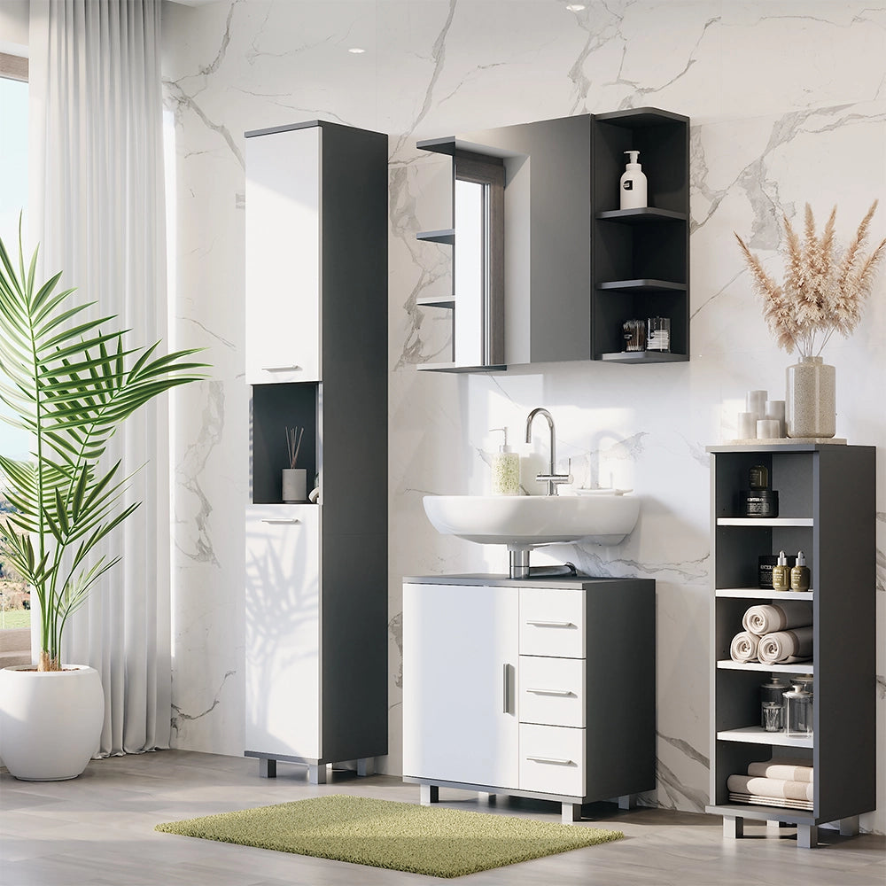 Vicco Set di mobili da bagno Antracite/bianco 4 parti