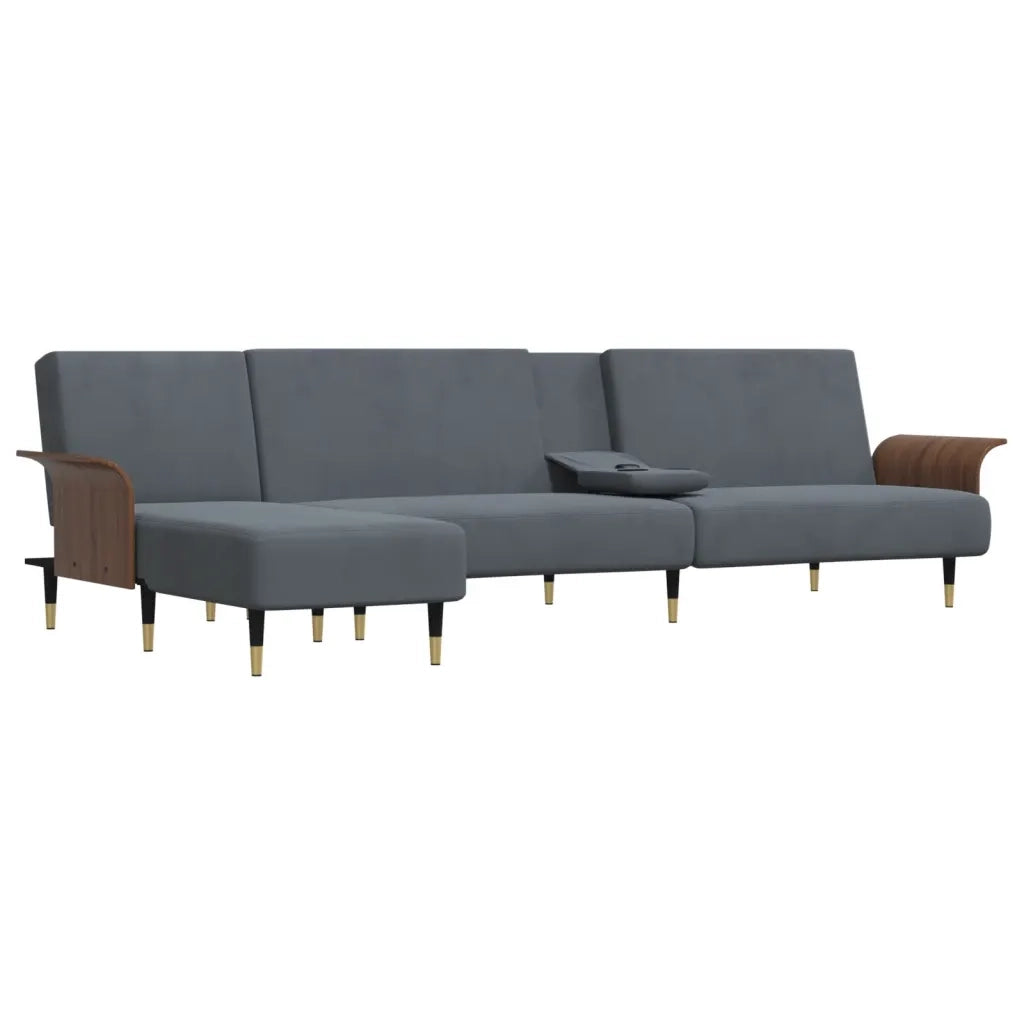 Divano Letto a L Grigio Scuro 279x140x70 cm in Velluto 3157216