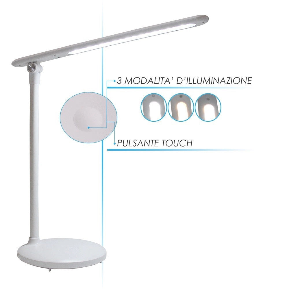 Trade Shop - Lampada Da Tavolo Led Ricaricabile Senza Fili Touch Multidirezionale Dt-2683 -