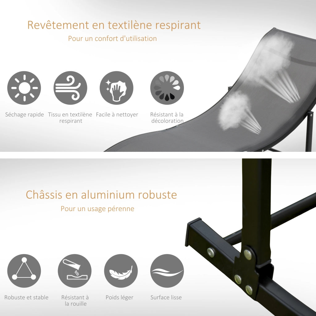 Lettini prendisole pieghevoli 2 pezzi ¨C zephmum ¨C antracite alluminio textilene 120 kg