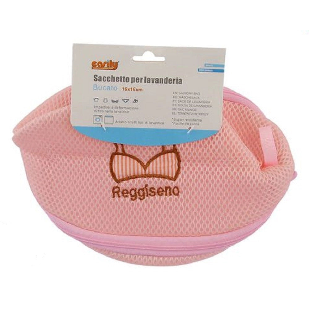 Trade Shop - Sacchetto Lavanderia Lavatrice Con Zip Biancheria Intimo Reggiseno 16x16cm 59370 -