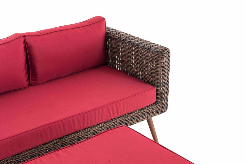 Divano Molde a 2 posti con poggiapiedi rotondo in rattan marrone screziato 40 cm (marrone scuro) 5