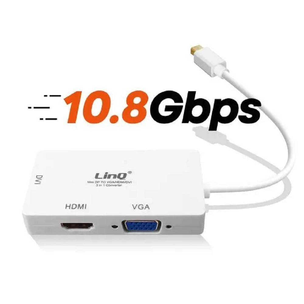 Trade Shop - Adattatore Convertitore Da Mini Displayport 3in1 A Vga Hdmi Dvi Proiettori Mdp-443 -