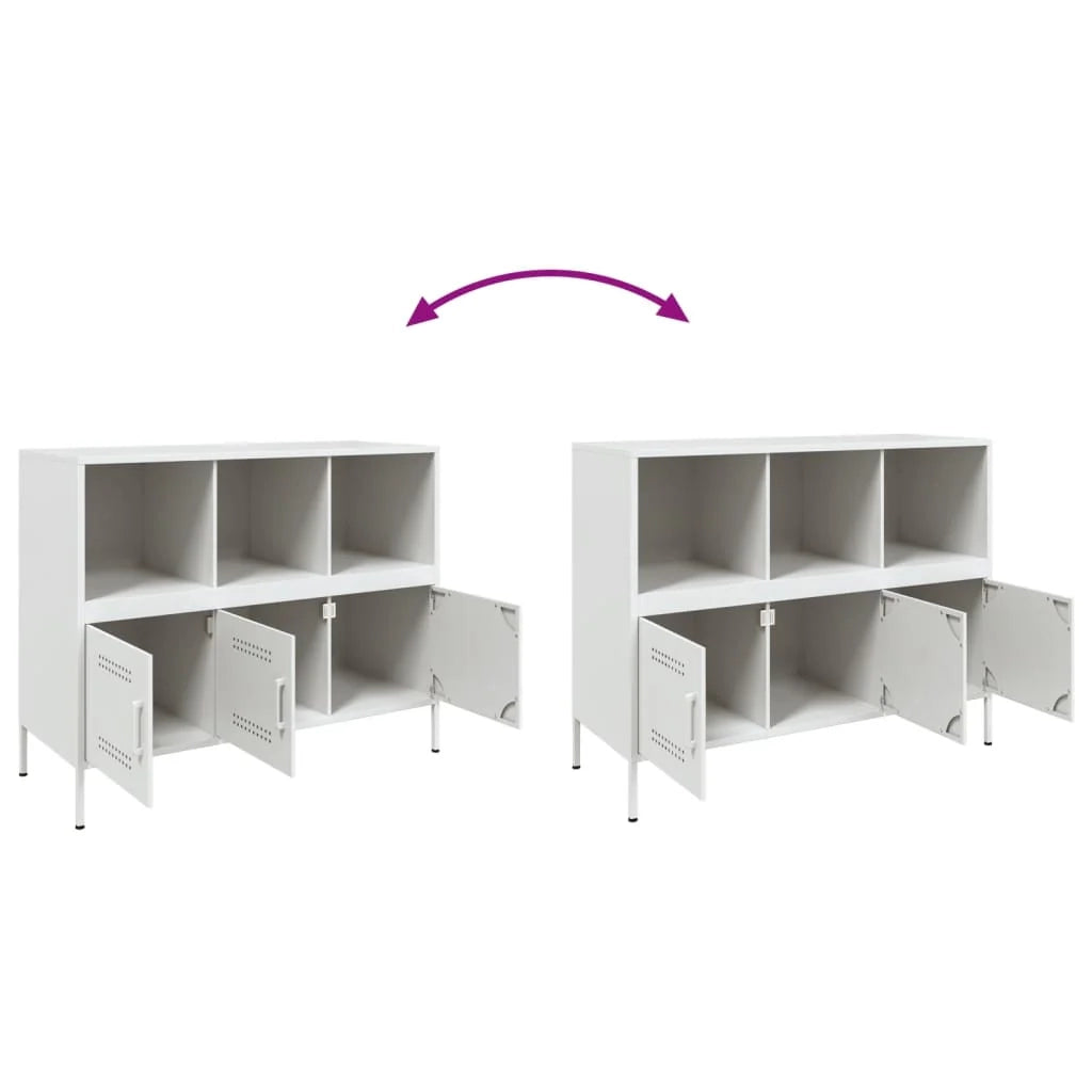 Buffet credenza cassettiera armadio mobile contenitore organizer per cucina soggiorno salotto 100,5 x 39 x 79 cm acciaio bianco 02_0030149