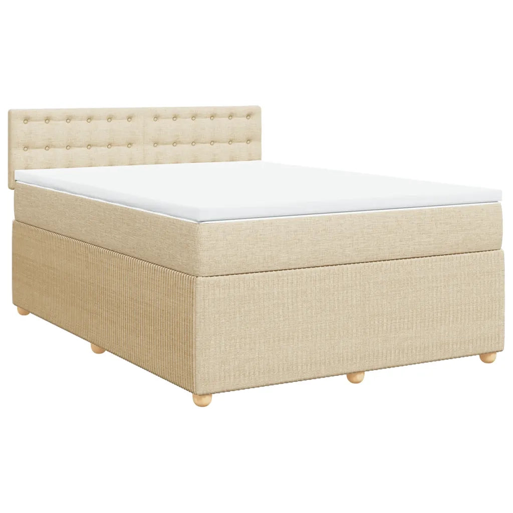 Giroletto a Molle con Materasso Crema 160x200 cm in Tessuto 3287526