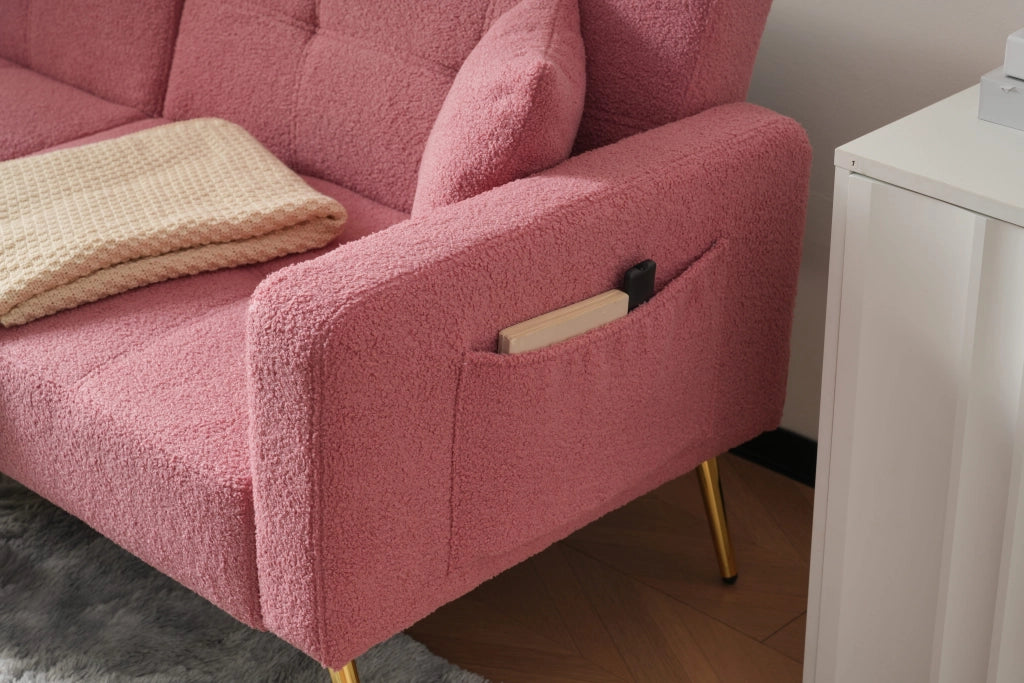 Divano Letto con Contenitore Laterale e Cuscini ¨C MINIMAL ¨C Angolo Regolabile, Gambe Dorate