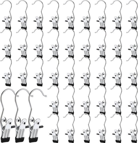 40 pezzi di set di appendiabiti - chiusura a gomito antislip - appendiabiti per scarpe - ruotazione a 360 gradi - acciaio inossidabile - per pantaloni - asciugamani - sciarpe - cappelli
