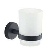 PORTA SPAZZOLINI DA PARETE IN ACCIAIO INOX E VETRO MODELLO EROS - DIM. CM (LXPXH): 6,8X10,7X9,6  - NERO OPACO  - GDY