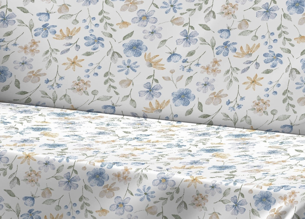 Telo Arredo Granfoulard Copritutto Salvadivano 100% Cotone Dis. Primavera - Singolo - Azzurro
