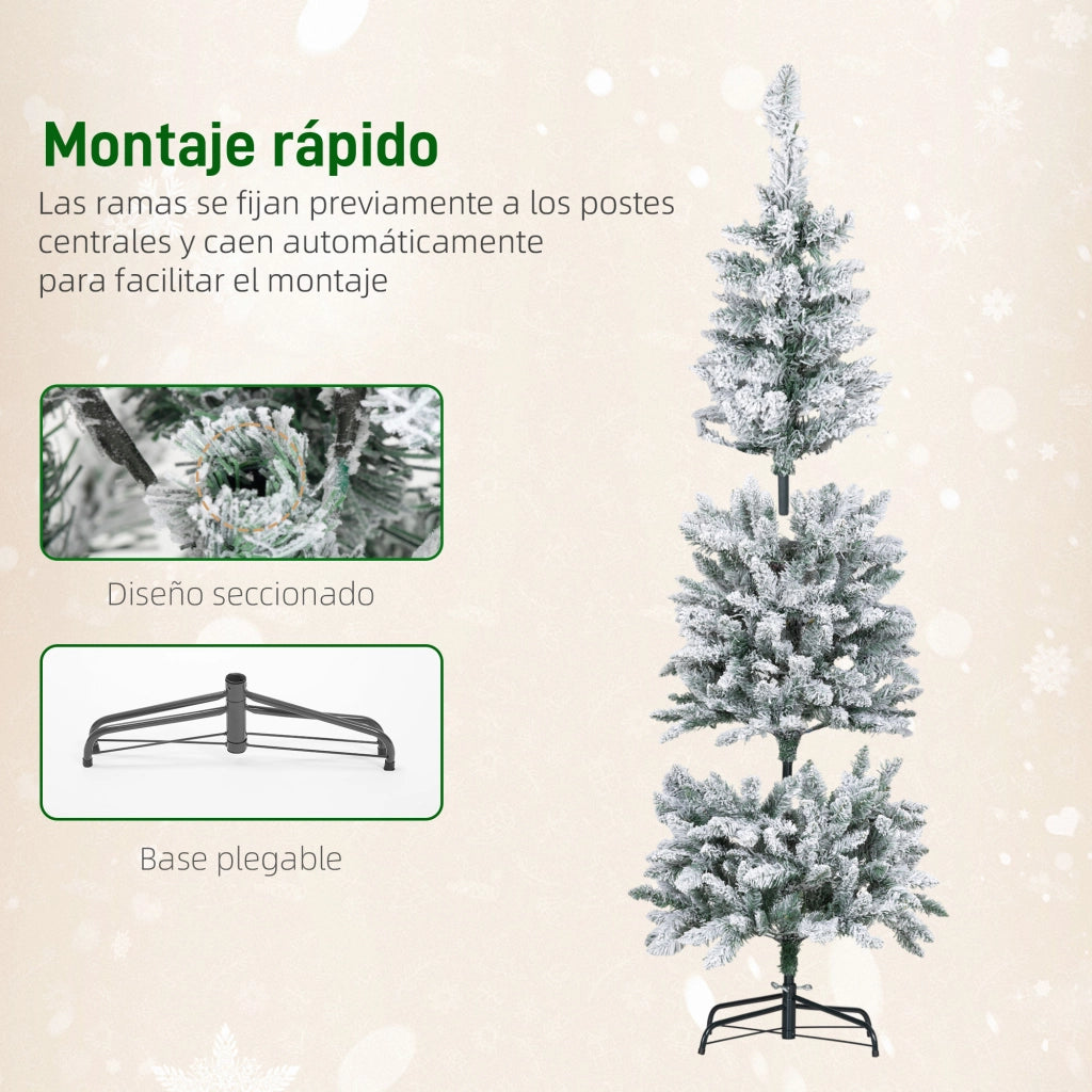 Albero di Natale Stretto 180 cm con Luci LED Bicolori 11 Modalita' Illuminazione ¨C zephmum ¨C Verde 479 Rami