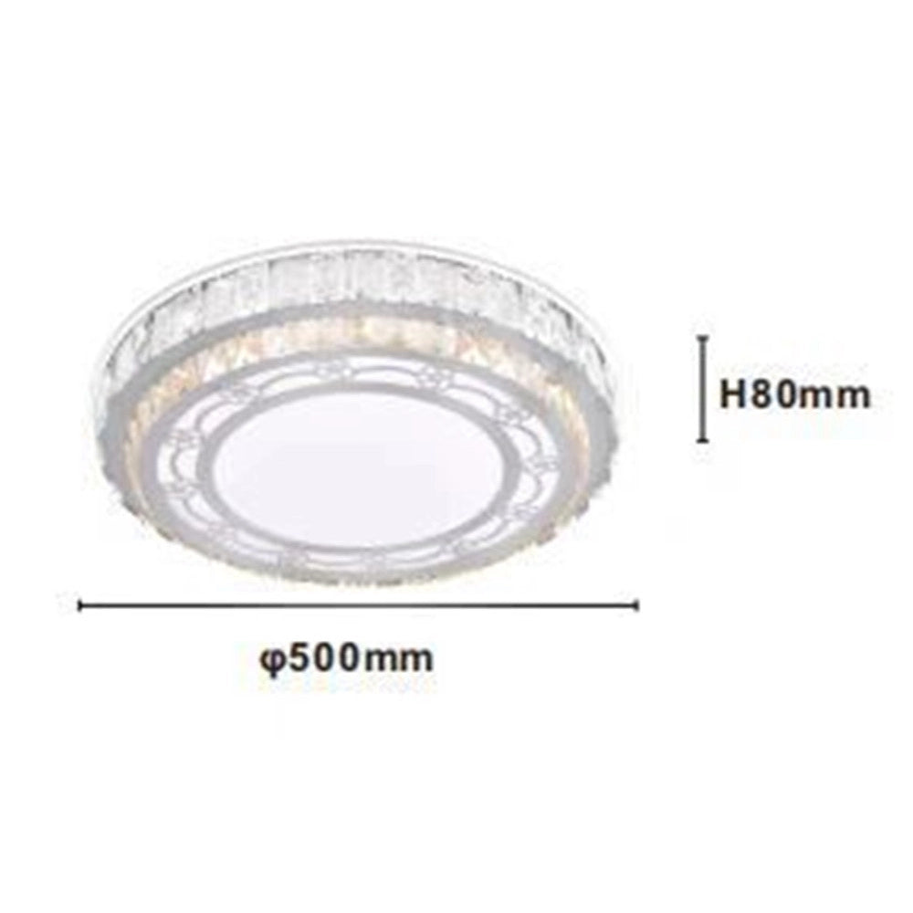 Trade Shop - Plafoniera Soffitto 60w ø50cm Led Tondo A Strati Con Cristalli Floreale Luce Fredda 13675 -