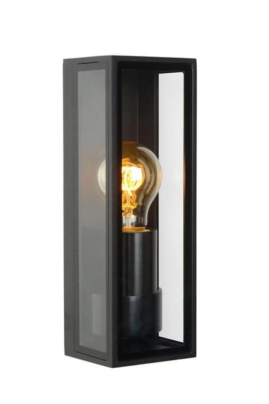 Applique esterna Lucide Dukan E27 40W IP65 nera vetro