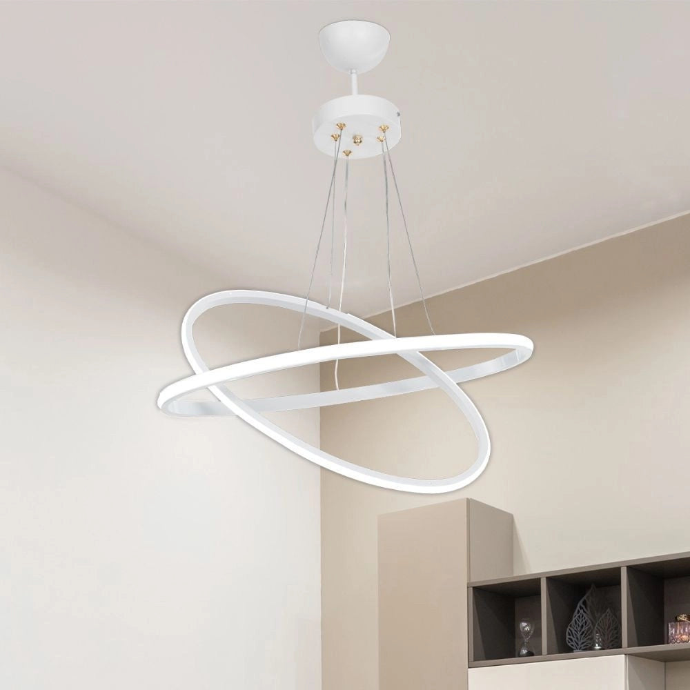 Lampada a sospensione due anelli LED Muso MDL4438 colore bianco