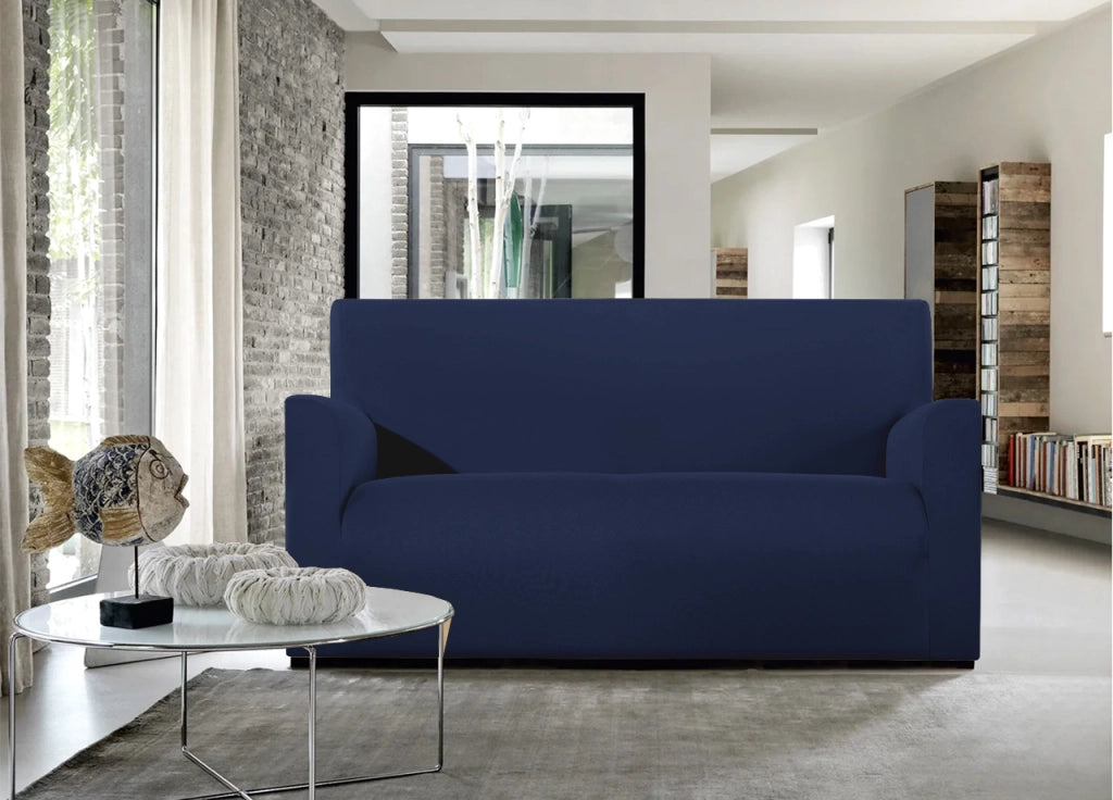 Copridivano E Copri Poltrona Antimacchia Sofà Elasticizzato Modello Magico - Poltrona - Blu